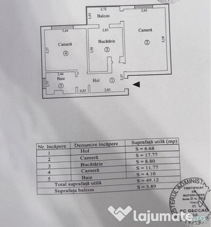 Apartament 2 camere cf. 1 Buzaului