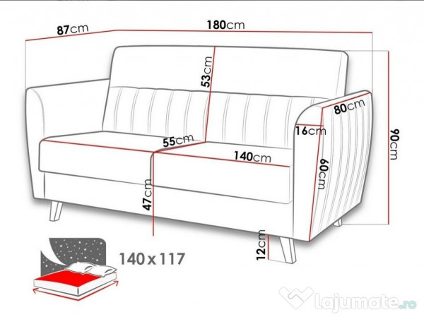 Canapea extensibilă 2 persoane Columbus 139