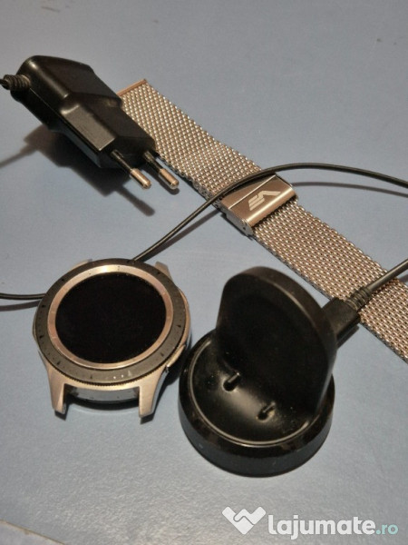 Galaxy Watch Samsung 46mm, Silver, bratara metalica deosebita 