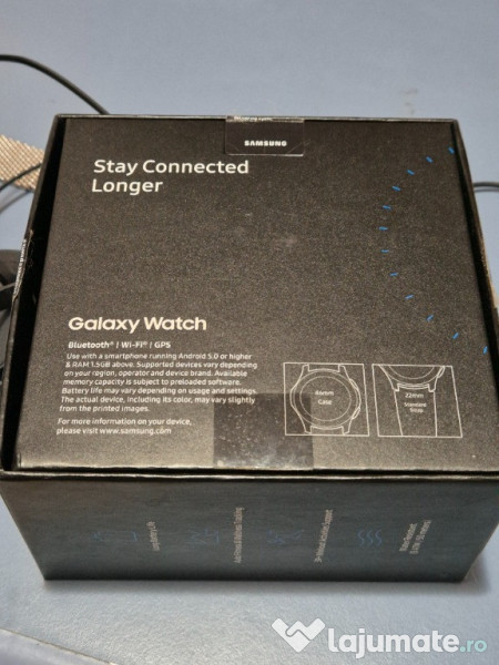 Galaxy Watch Samsung 46mm, Silver, bratara metalica deosebita 