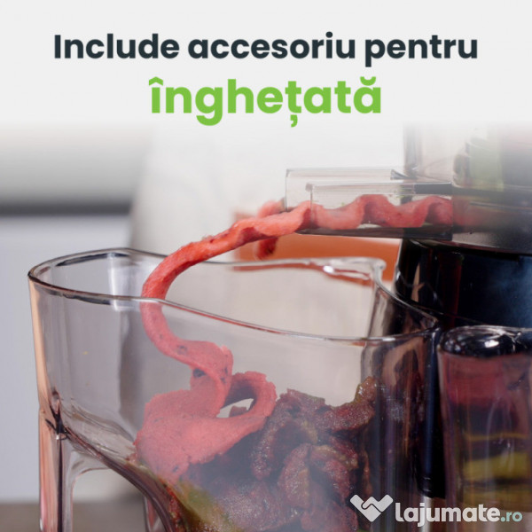 Storcător fructe și legume, cu melc din ULTEM, presare la rece 