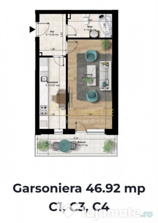 Metrou Berceni 7 min - garsoniera decomandata 45 mp 