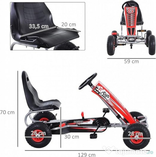 Kart cu pedale, Kinderauto F8-3, roti Gonflabile 6 inch 