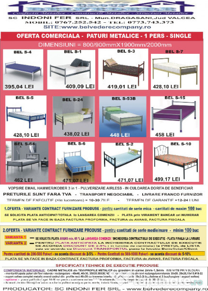 Pat Metalic Single- 1 pers-rezistent si durabil - La Pret Promotional! 