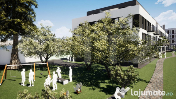Apartament cu 3 camere, 2 bai, 77,35 mp, semifinisat, TVA in