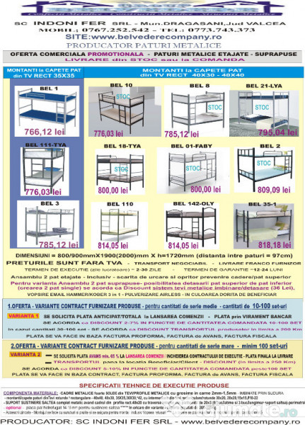 OFERTĂ PROMO Paturi Metalice Etajate - Diferite Modele!