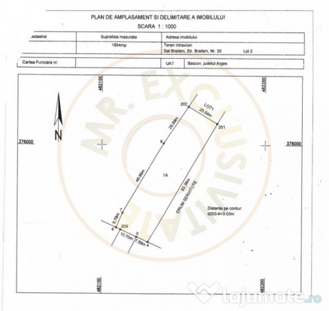 Teren 500-800 mp Braileni-Valea Ursului parcelabil 