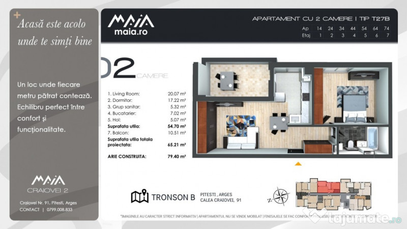 2 Camere Finisaje Premium | Pitesti Calea Craiovei | Constru