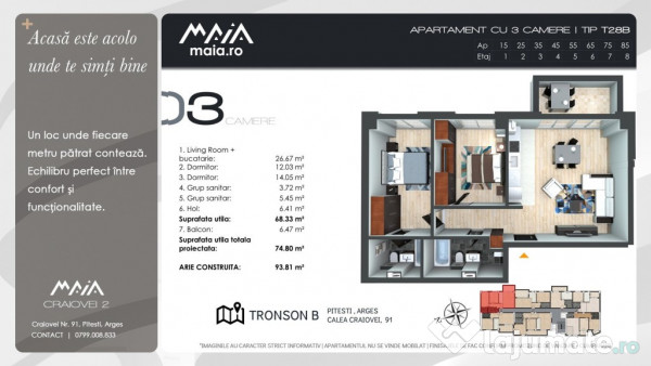 Maia Craiovei | 3 Camere Moderne | Aproape de Parcuri si Sco