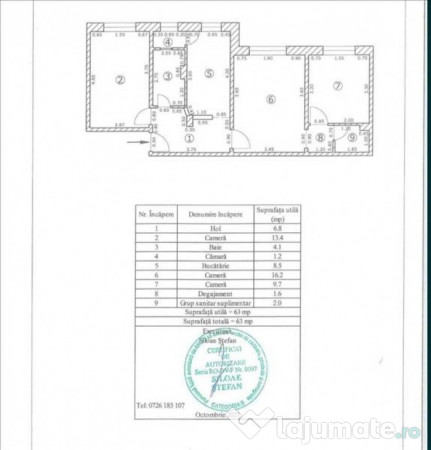Apartament 3 camere, 2 bai Centrul Civic 