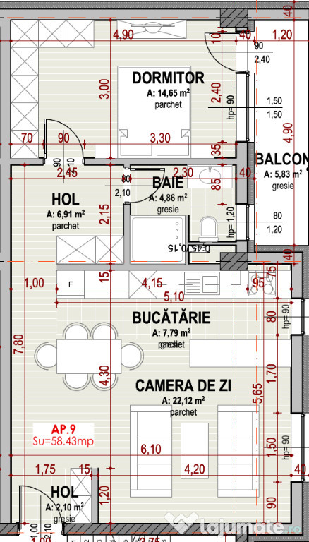 Apartament cu 2 camere, finisat, zona Somesului