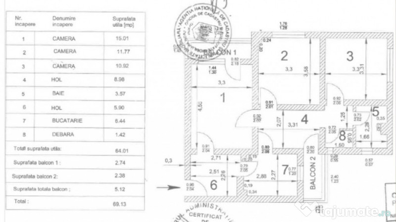 Apartament 3 camere, str. Nicolae Balcescu, zona centrala 