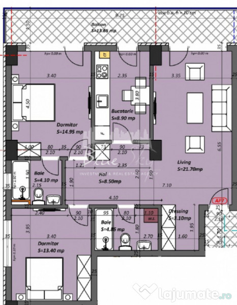 Apartament 3 camere situat in Tomis Plus- Madrid 48 