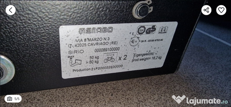 Suport biciclete Menabo Sirio si Twinny. 