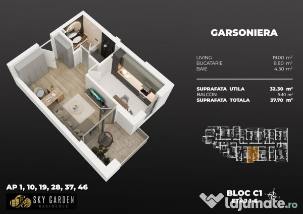 Garsoniera dec 3min metrou Berceni