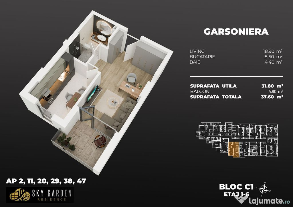 Garsoniera dec 3min metrou Berceni