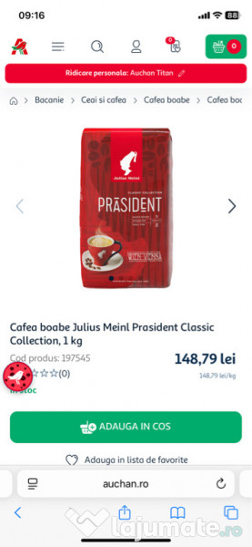 Cafea boabe JULIUS MEINL Classic Collection Prasident, 1 kg 