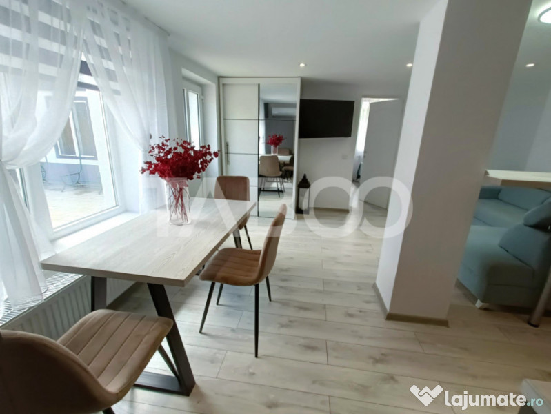 Apartament 2 camere - mobilat modern - curte proprie cu fili