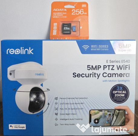 Camera de supraveghere Reolink E540 2K+ 5MP cu Pan/Tilt + card 256GB 