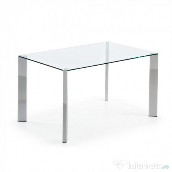 Masa Sticla Securizata si Inox 80 x 160 x 75 cm Sigilata 