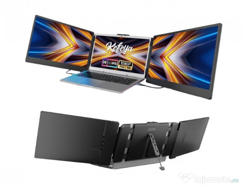 Monitor portabil, 14 inch, FullHD, HDR, 16:9, Tri-Screen, Plug & Play 