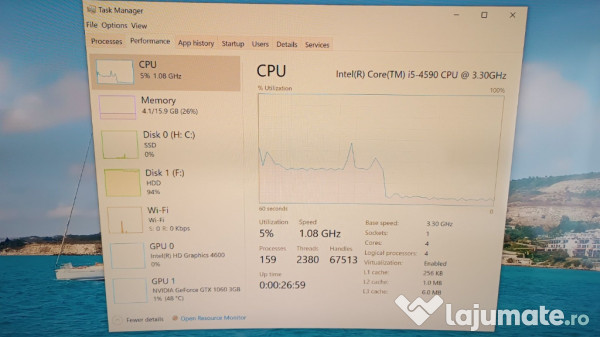 Gaming PC Dell GTX1060 16Gb SSD+HDD Win10Pro