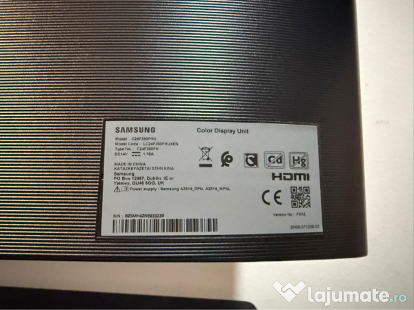 Monitor SAMSUNG Curbat Gaming 24” ca NOU1920x1080 60HZ 