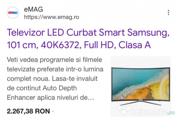 TV Samsung SMART Curved 40inci (101cm) 