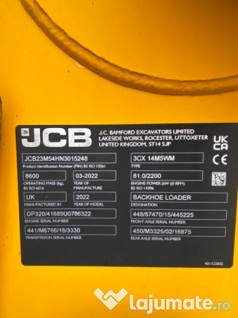 BuldoExcavator JCB 3CX-An 2022-UK-Stare F.Buna 