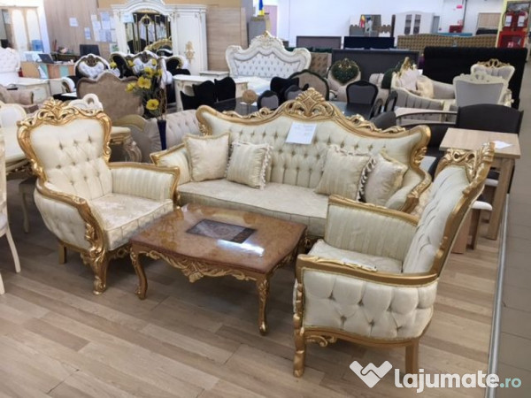 NOU - Set Canapele/Fotolii/masuta- LUX Stil Baroc 