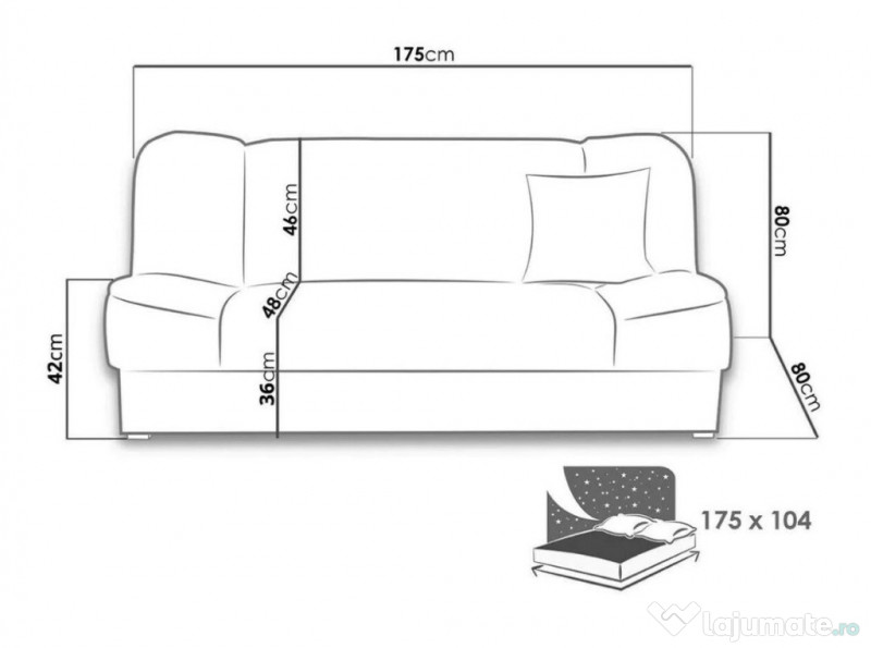 Canapea extensibilă cu spațiu de depozitare 