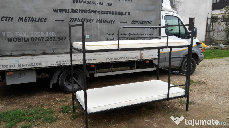 Ansamblu pat metalic etajat - model BEL 8 - Livrare din Stoc 