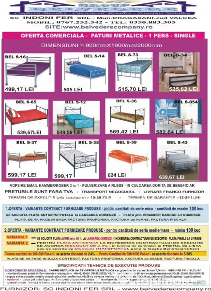 Pat Metalic o persoana - rezistent si durabil - Oferta Promotionala! 