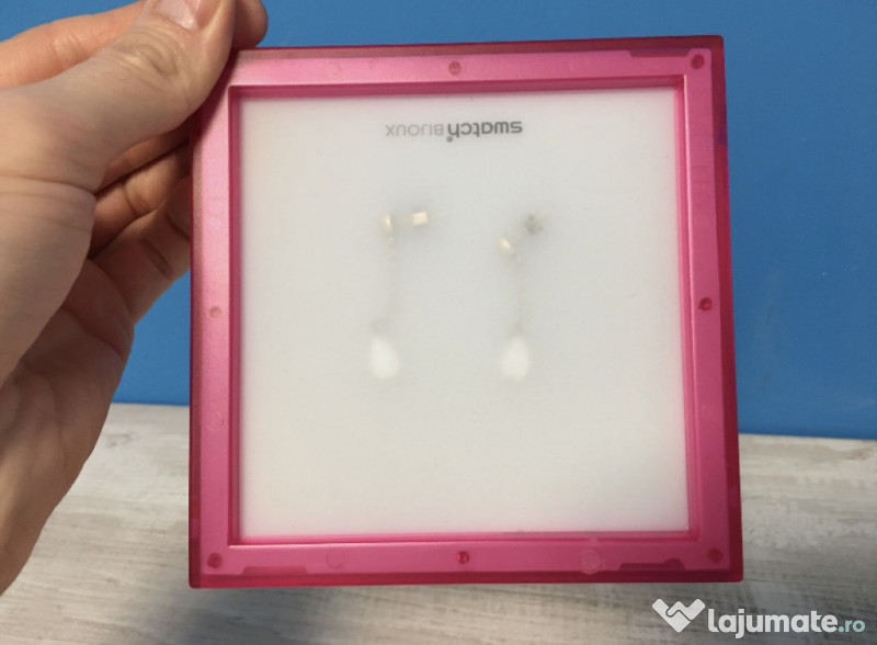 Cercei cu perla naturala Swatch - noi, in cutia originala