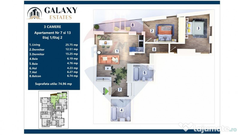 COMISION 0% Apartament 3 camere/ Tractorul / Galaxy Estates 