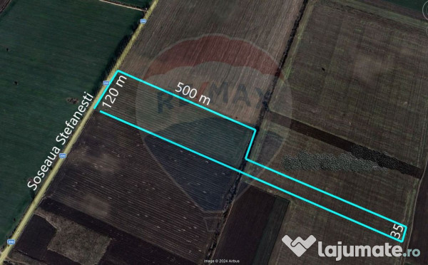 Teren intravilan 7.9 ha, Afumati, deschidere 120m, Soseau...