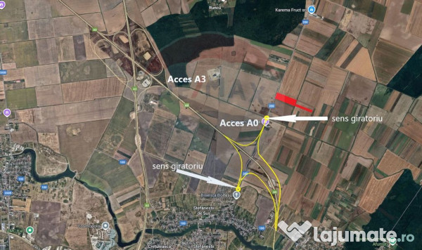 Teren intravilan 7.9 ha, Afumati, deschidere 120m, Soseau...