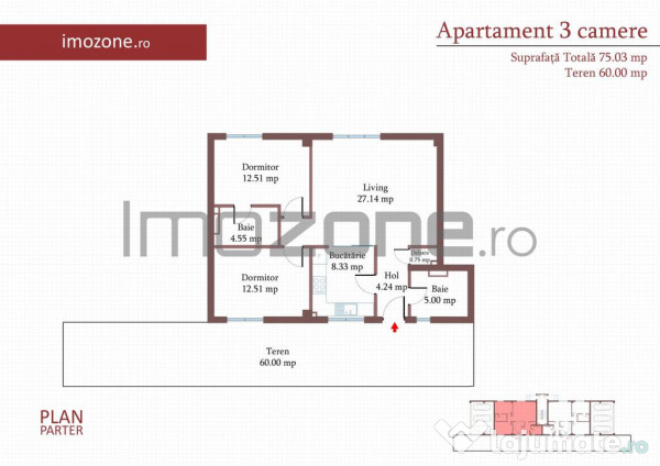3 camere, CURTE 67 mp si 2 PARCARI proprii, 75 MP, FINISA...