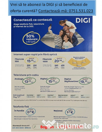 Abonament DIGI Mobil, TV, Internet cu promotie 