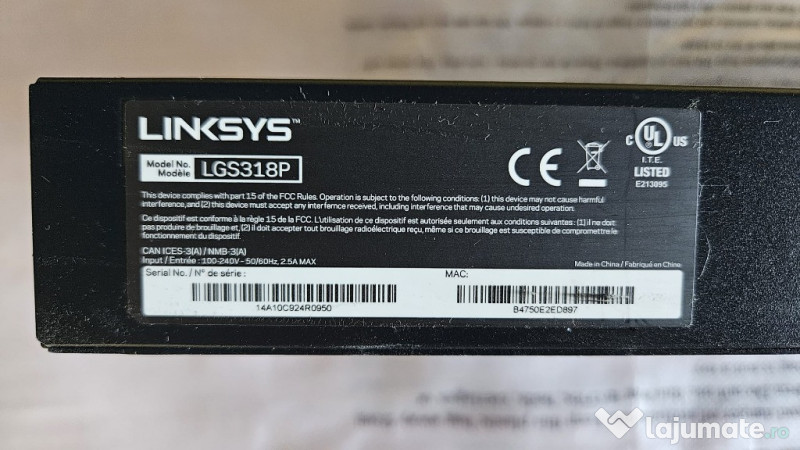Switch POE Linksys LGS318P cu 2 porturi SFP 