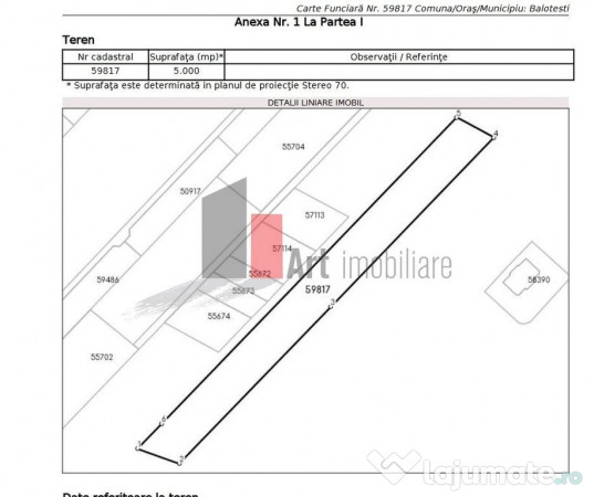 SUPER PRET - 5000 mp la 25 euro mp-Balotesti - urbanism P+2 