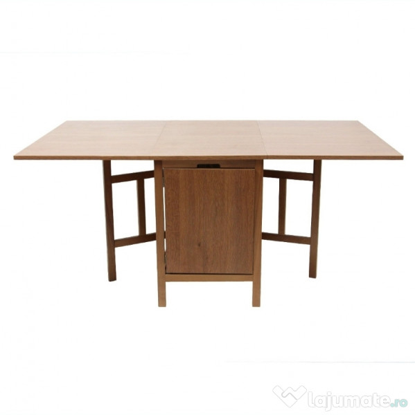 Set masa plianta lemn masiv cu 6 scaune culoare wenge 