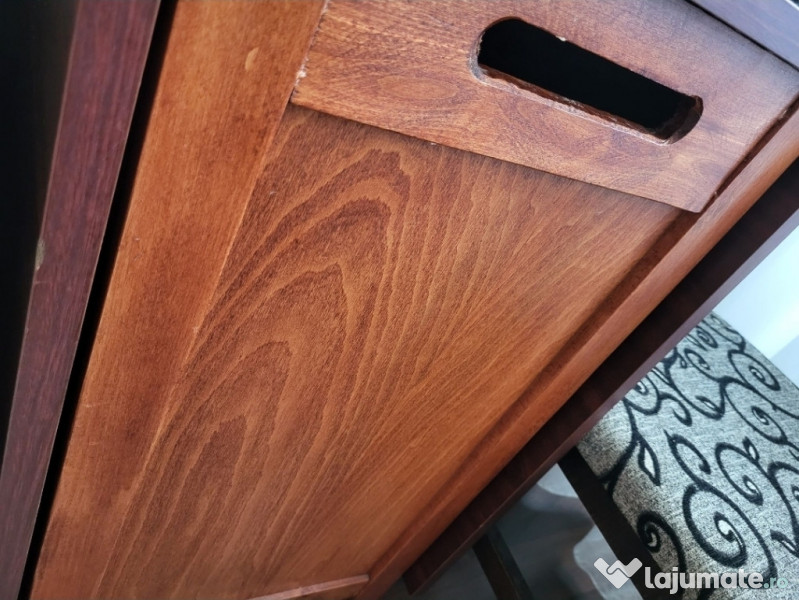 Set masa plianta lemn masiv cu 6 scaune culoare wenge 