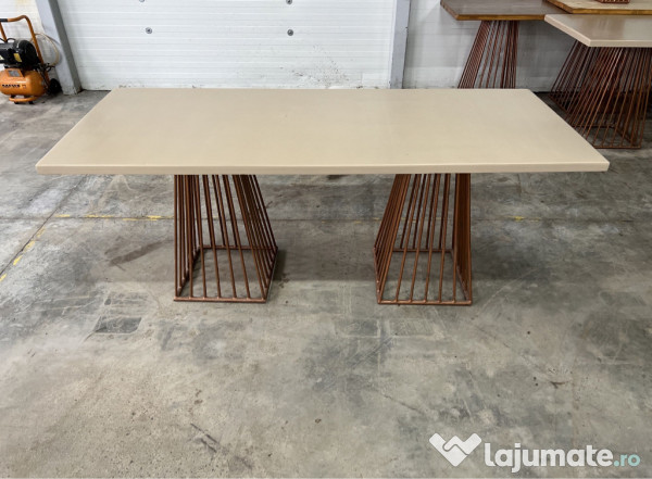 Mese lemn masiv și picioare fier forjat pentru mese 