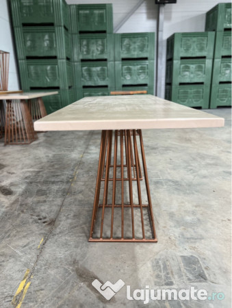 Mese lemn masiv și picioare fier forjat pentru mese 