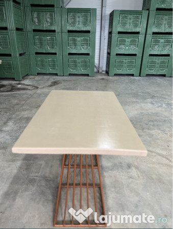 Mese lemn masiv și picioare fier forjat pentru mese 