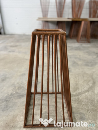 Mese lemn masiv și picioare fier forjat pentru mese 