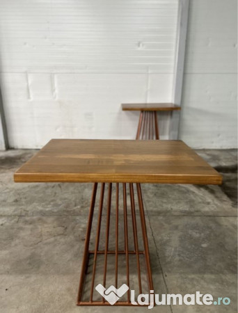 Mese lemn masiv și picioare fier forjat pentru mese 