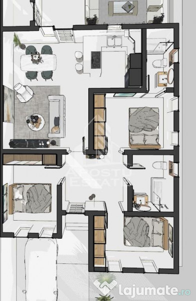 Jumatate de duplex nou cu 4 camere,Parta