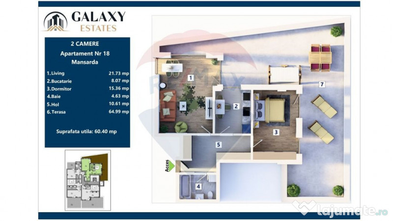 COMISION 0% Apartament 2 camere/ Tractorul / Galaxy Estates 